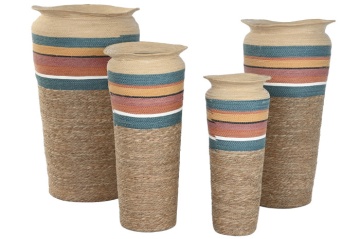 Set 4 suporturi pentru ghivece din fibră naturală cu accente multicolore, „Seychelles” - Img 5