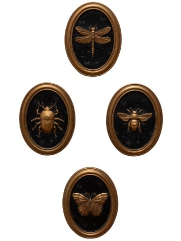 Set 4 tablouri polyrasina cu insecte " Entomology "