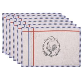 Set 6 placemat din bumbac, bej, "La Belle Vie à la Ferme"