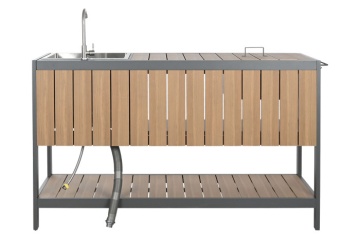 Set bucătărie de exterior din aluminiu și lemn compozit, 236 x 50 x 91 cm, „Isla Outdoor Kitchen Set" - Img 3