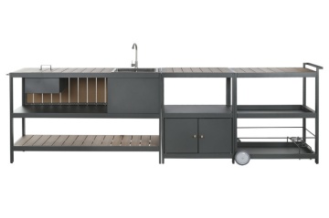Set bucătărie de exterior din aluminiu și lemn compozit, 236 x 50 x 91 cm, „Isla Outdoor Kitchen Set" - Img 12