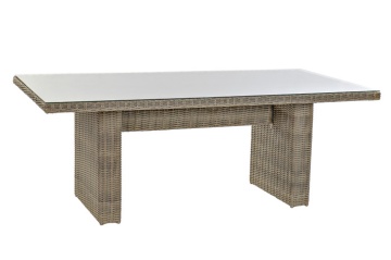 Set dining exterior din metal și sticlă, masă + 5 scaune, polirattan și stofă - Img 3