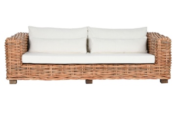 Set lounge exterior din rattan natural împletit, 4 piese cu canapea, 2 fotolii, măsuță și perne incluse, "Bahia" - Img 3