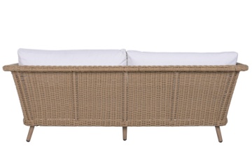 Set lounge exterior din rattan sintetic și structură din aluminiu cu canapea, 2 fotolii, masă și perne, finisaj natural, „Malibu” - Img 6