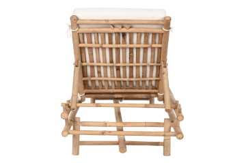 Șezlong de exterior din lemn de bambus natural, cu pernă din bumbac, stil exotic, "Ethnos" - Img 9
