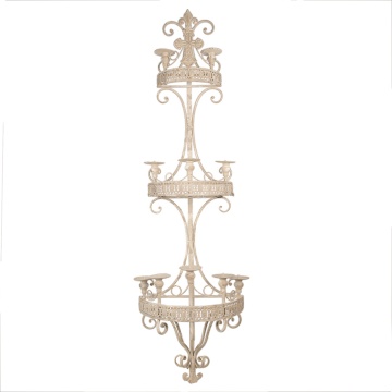Sfesnic 10 lumanari, bej, din metal, aspect vintage,44x19x143 cm