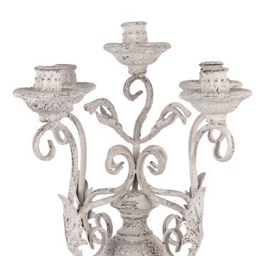 Sfesnic 5 lumanari, alb, din metal, cu aspect vintage, Ø29x58 cm - Img 3