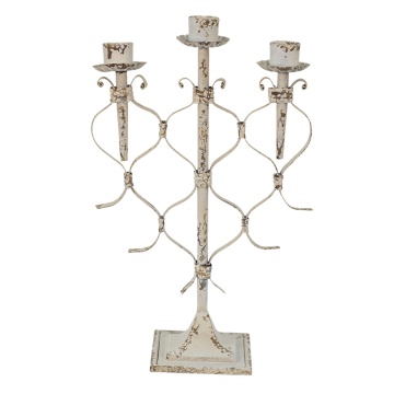 Sfesnic alb, din metal, aspect vintage, 28x12x42 cm
