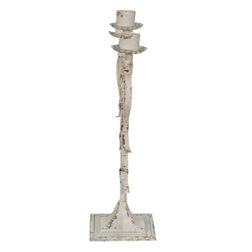 Sfesnic alb, din metal, aspect vintage, 28x12x42 cm - Img 3