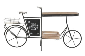 Stand decorativ din metal și lemn, aspect natur, "Vintage Bicycle"