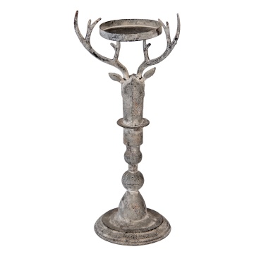 Suport de lumanare, in forma de cerb, aspect antichizat, 17x14x42 cm - Img 3