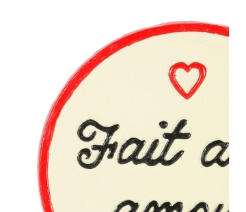 Suport din fontă pentru vase fierbinți „Fait avec amour” – ivoire și roșu, Ø24 cm - Img 2