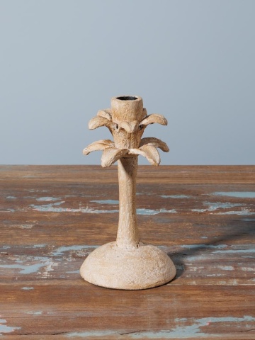 Suport lumanare bej din aluminiu H19.5cm Palm - Img 4