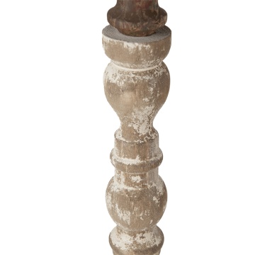 Suport lumanare, bej, din lemn si metal, aspect vintage, H51 cm - Img 4