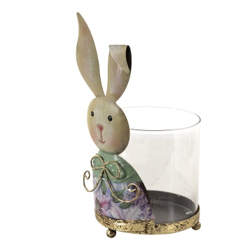 Suport lumanare, din sticla, 11x10x22 cm, Rabbit Girl - Img 2