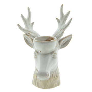 Suport lumanare, gri, din portelan, H21 cm, Reindeer