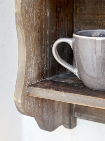 Suport pentru farfurii, din lemn reciclat, cu aspect rustic - Img 6