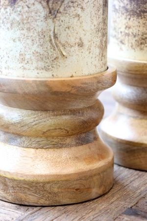 Suport pentru lumânare cu decor din flori uscate, H28 cm, "Antique Mocca" - Img 4