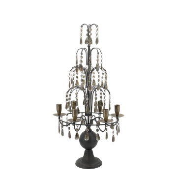 Suport pentru lumânări din metal, cu ornamente, aspect antichizat