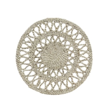 Suport pentru vase calde din iută artizanală, împletit manual, alb-natur, formă rotundă, 21,5 cm, „Emma"