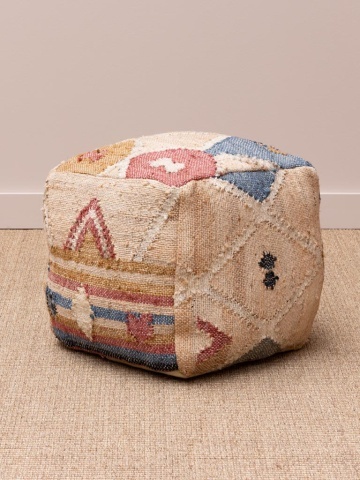 Taburet kilim din bumbac și cânepă, "Summer End" - Img 3