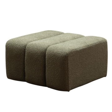 Taburet pentru picioare din stofă bouclé, verde, cu șezut în trei role, 41 x 74 x 70 cm, „Nasrine”