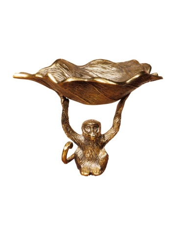 Tava decorativă, aurie, din aluminiu, H30 cm, Monkey