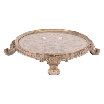 Tavă decorativă rotundă din polirășină și sticlă, maro, 8 x 35 cm, „Rivage”