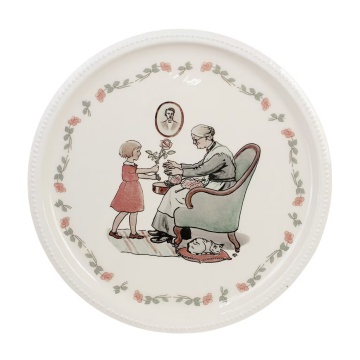 Tavă decorativă rotundă vintage cu ilustrație Elsa Beskow, „The Rose Gift", Ø 30 cm