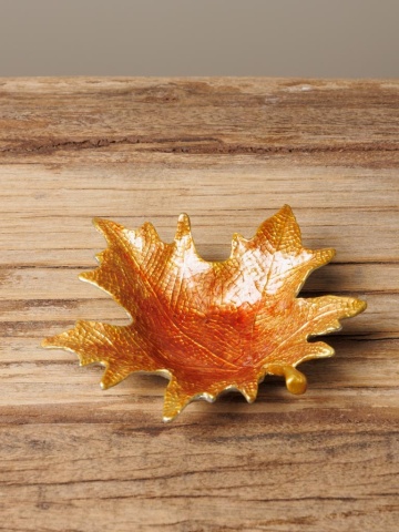 Tavita decorativa, forma de frunza, din cositor, 12 cm, Autumn - Img 3