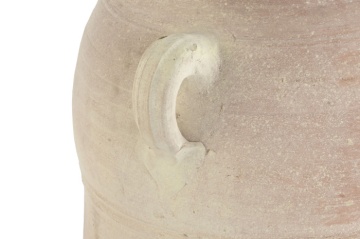 Vas decorativ amforă din teracotă artizanală, finisaj craft roz-crem, cu 2 anse, 60×60×80 cm, „Jerba" - Img 4