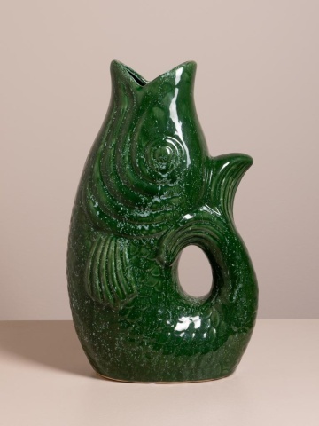 Vas decorativ din ceramică glazurată verde, "Fish" - Img 3