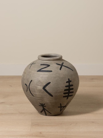 Vas decorativ din teracotta cu motive tribale , H41cm , "Ritual" - Img 5