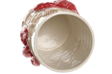 Vază decorativă mediteraneană crem și roșu din ceramică „Maloka” - Img 4