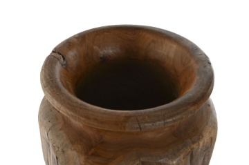 Vază decorativă, stil natural rustic, culoare natur, din lemn de tec, „Teak” - Img 3