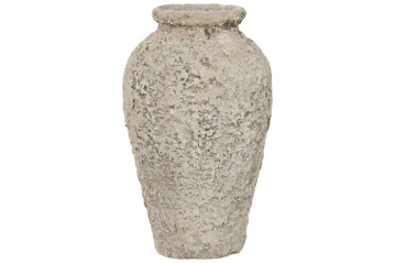 Vază decorativă, stil rustic artizanal, culoare gri, din teracotă, „Terracotta”