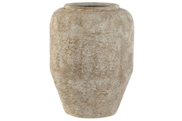 Vază decorativă, stil vintage patinat, culoare alb antichizat, din metal, „Aged White” - Img 2