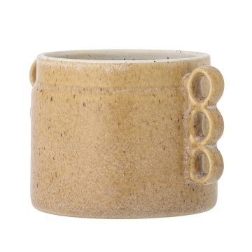 Vază din ceramică artizanală, maro, cu bucle aplicate manual, finisaj cu glazură reactivă, 12 x 15 cm, „Souri” - Img 3