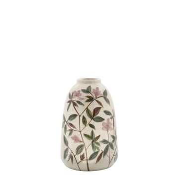 Vaza din ceramica, cu motive florale, H26/D17cm