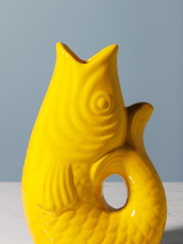 Vaza galbena, din ceramica, forma de peste, H20cm Stone - Img 3