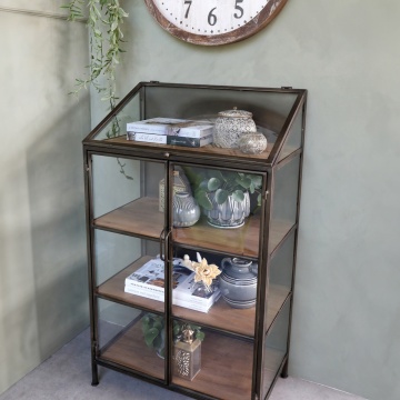 Vitrina din lemn, cu 4 rafturi, aspect rustic - Img 2