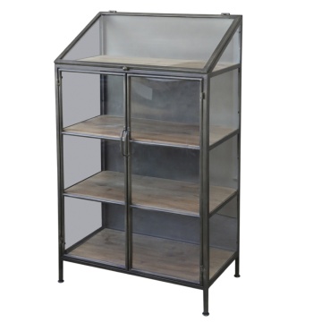 Vitrina din lemn, cu 4 rafturi, aspect rustic