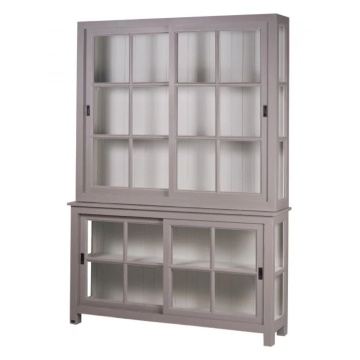 Vitrina, gri, din lemn de pin masiv cu aspect clasic, double , Lyon - Img 1