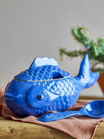 Zaharniță rustică din ceramică albastră, în formă de pește, 35,5x15x15,5 cm, „Hiro" - Img 6