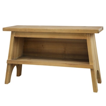 Banca din lemn, cu raft, aspect rustic, Shelf - Img 1