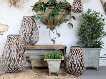Bancheta din lemn de cauciuc, rattan si rachita , cu aspect vintage, Old French - Img 2