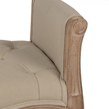 Bancheta shabby chic cu brate laterale, bej, stofa - Img 4