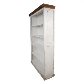 Bibliotecă vintage din lemn, albă, cu 5 rafturi deschise, 195 x 120 x 36 cm, „Librarie” - Img 2