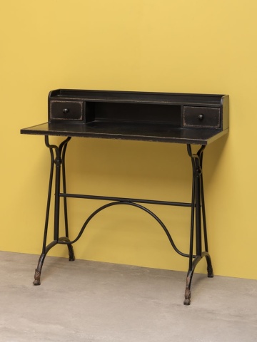 Birou cu sertare din metal, negru, 98 x 100 x 50 cm, „Henri” - Img 4