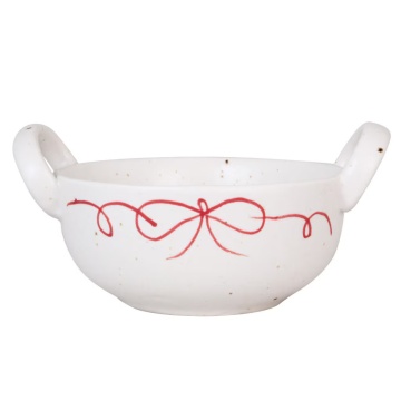 Bol decorativ vintage din ceramică, alb cu detalii albastre „Viola Bow”